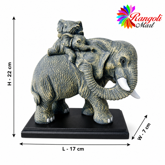 Mother Elephant with Baby on Her Calf