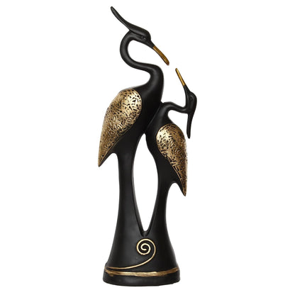 Black Kissing Swan Couple Showpiece