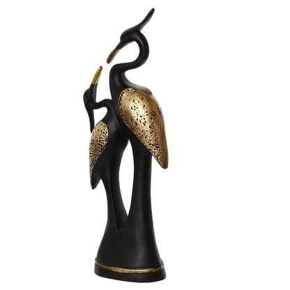 Black Kissing Swan Couple Showpiece