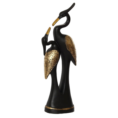 Black Kissing Swan Couple Showpiece