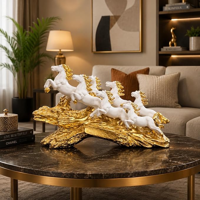 Elegant 7 Horses Sculpture