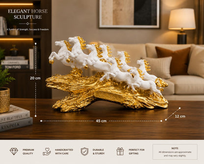 Elegant 7 Horses Sculpture
