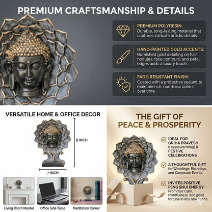 Flower Buddha Head Statue