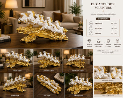 Elegant 7 Horses Sculpture
