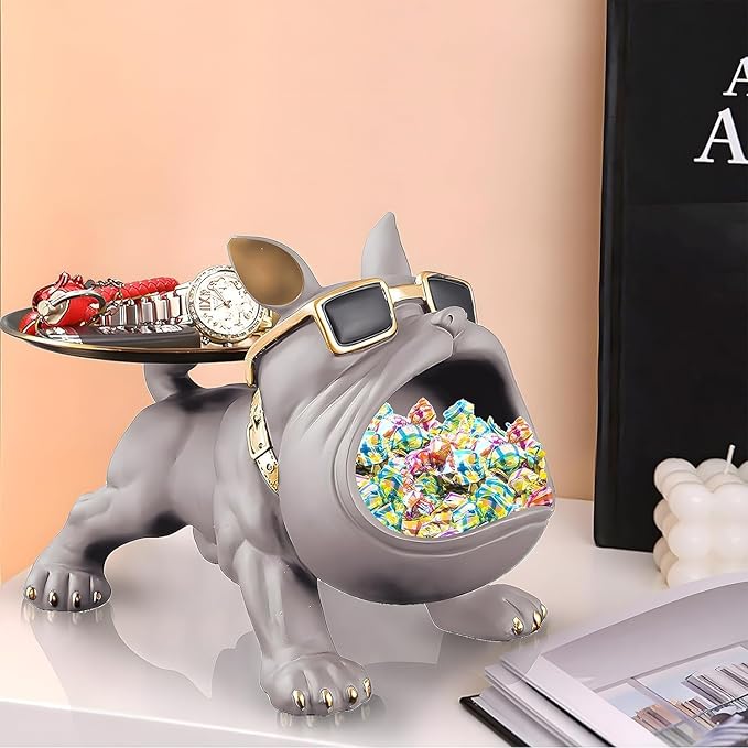 Bulldog Storage Butler Sculpture – Grey