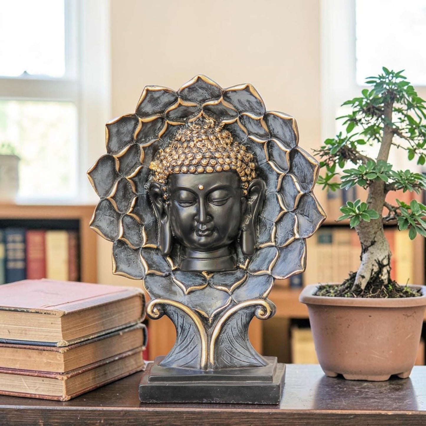 Flower Buddha Head Statue