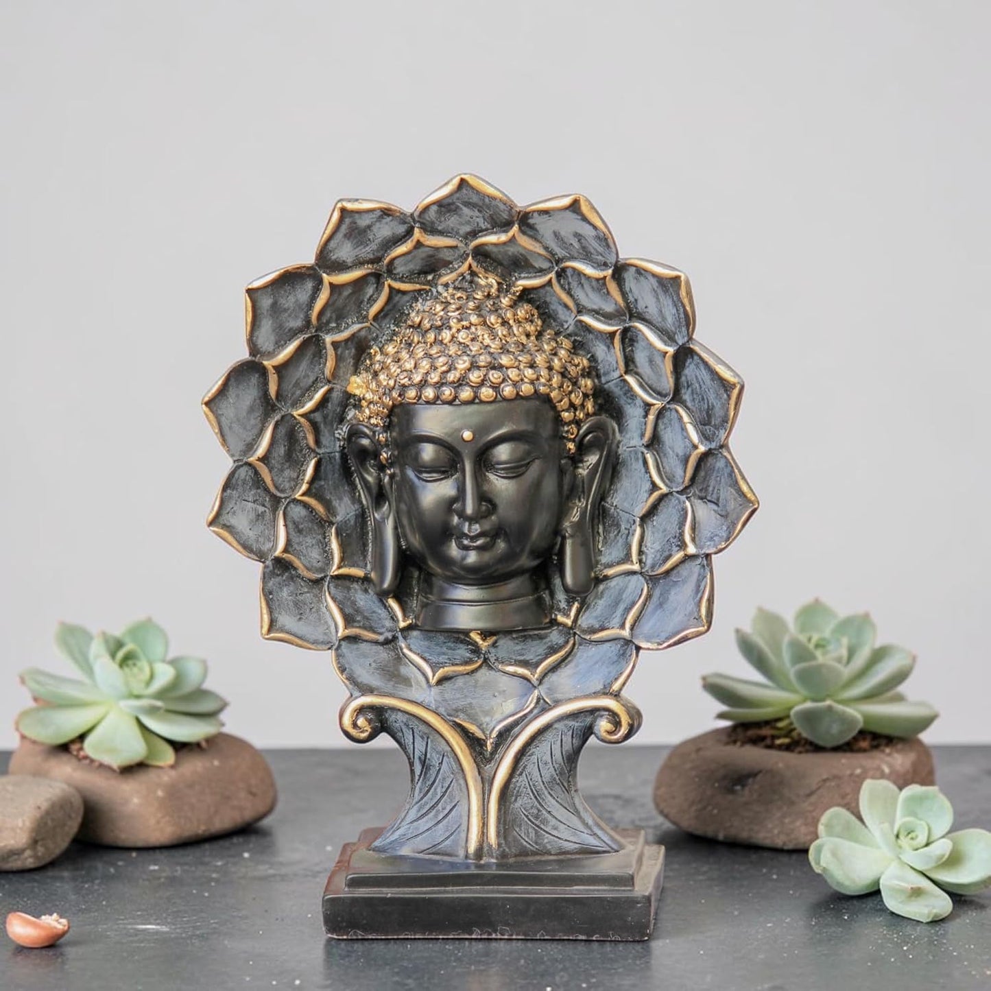 Flower Buddha Head Statue