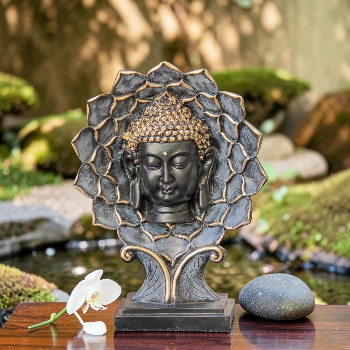 Flower Buddha Head Statue