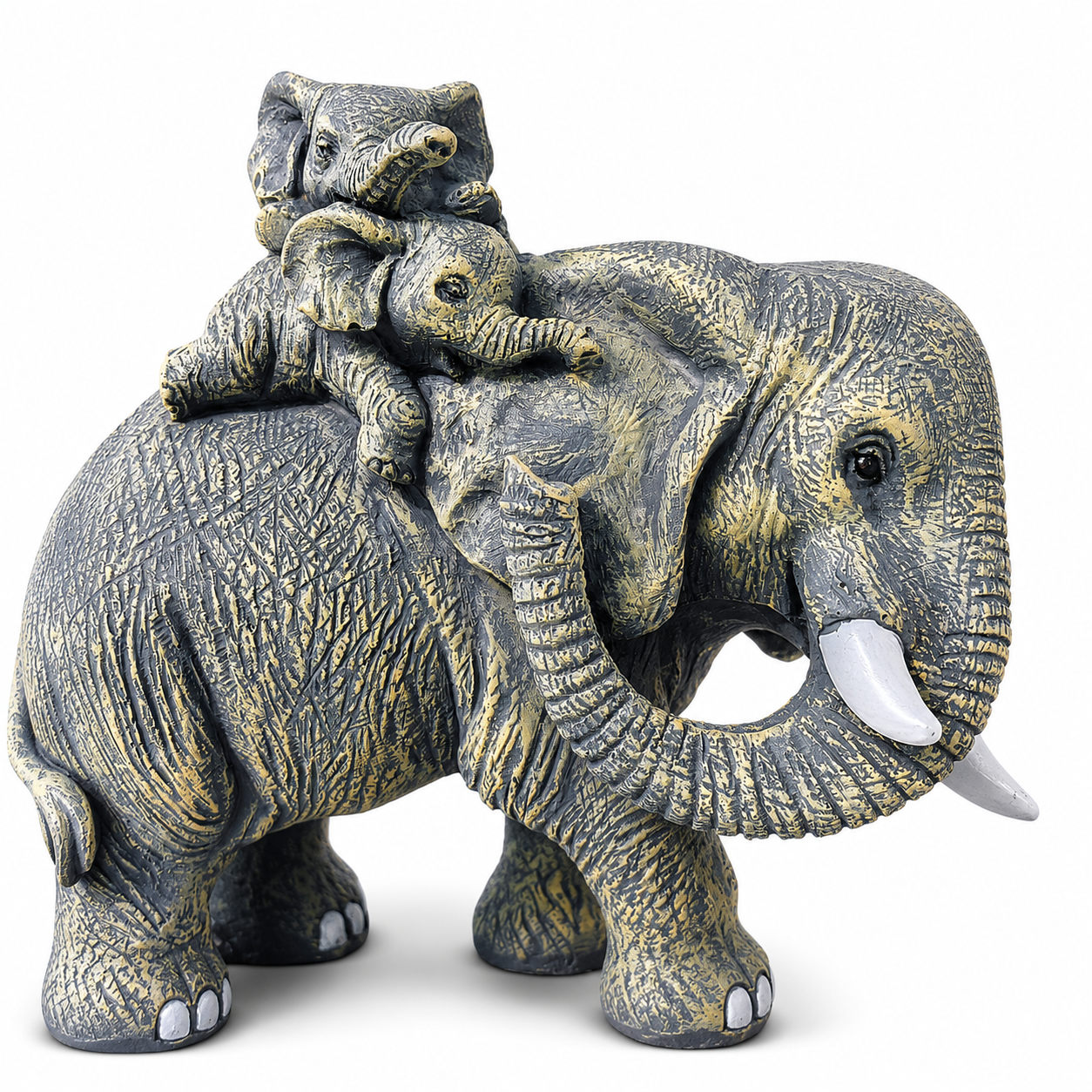 Mother Elephant with Baby on Her Calf
