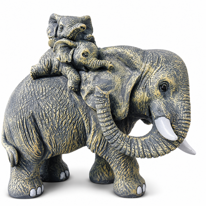 Mother Elephant with Baby on Her Calf