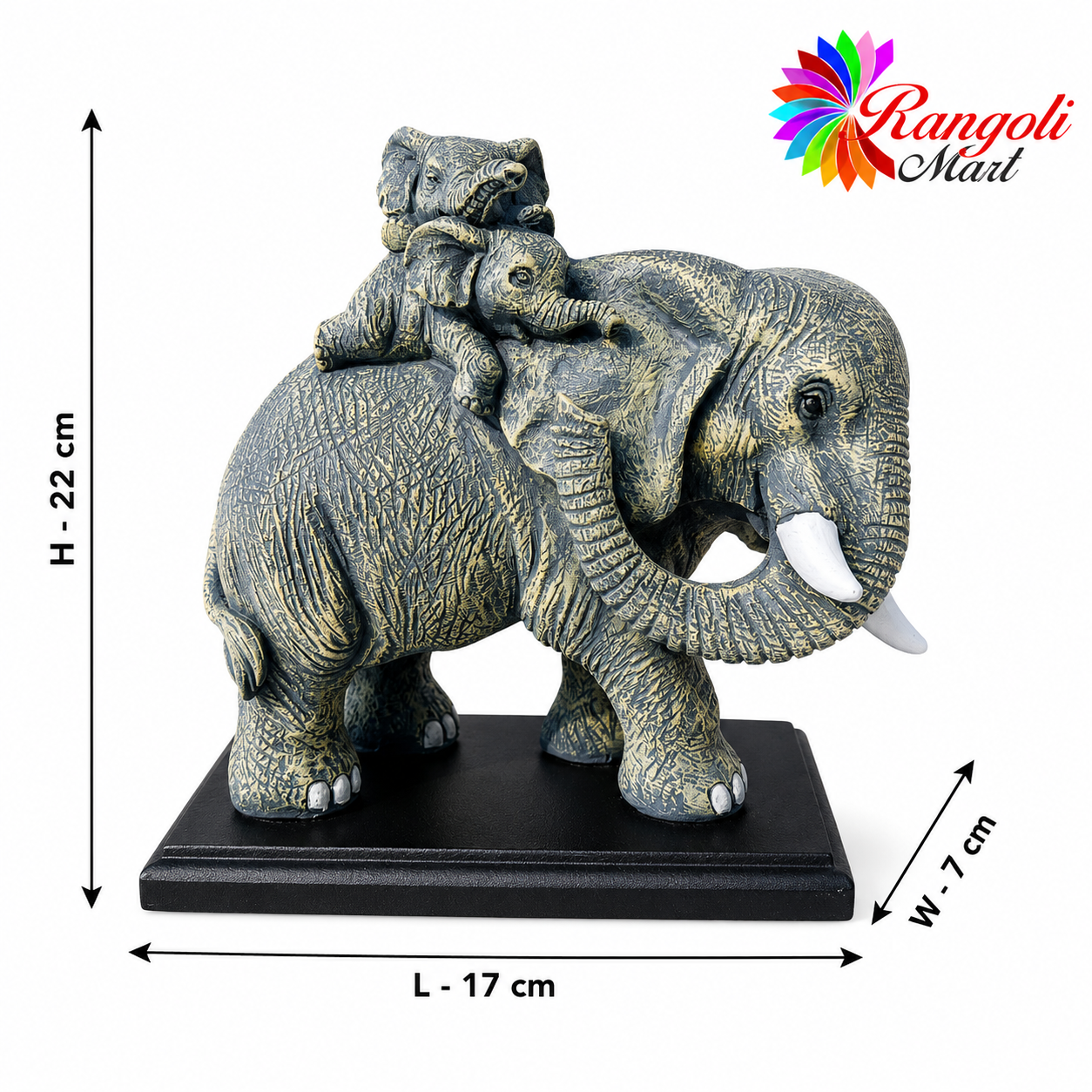 Mother Elephant with Baby on Her Calf