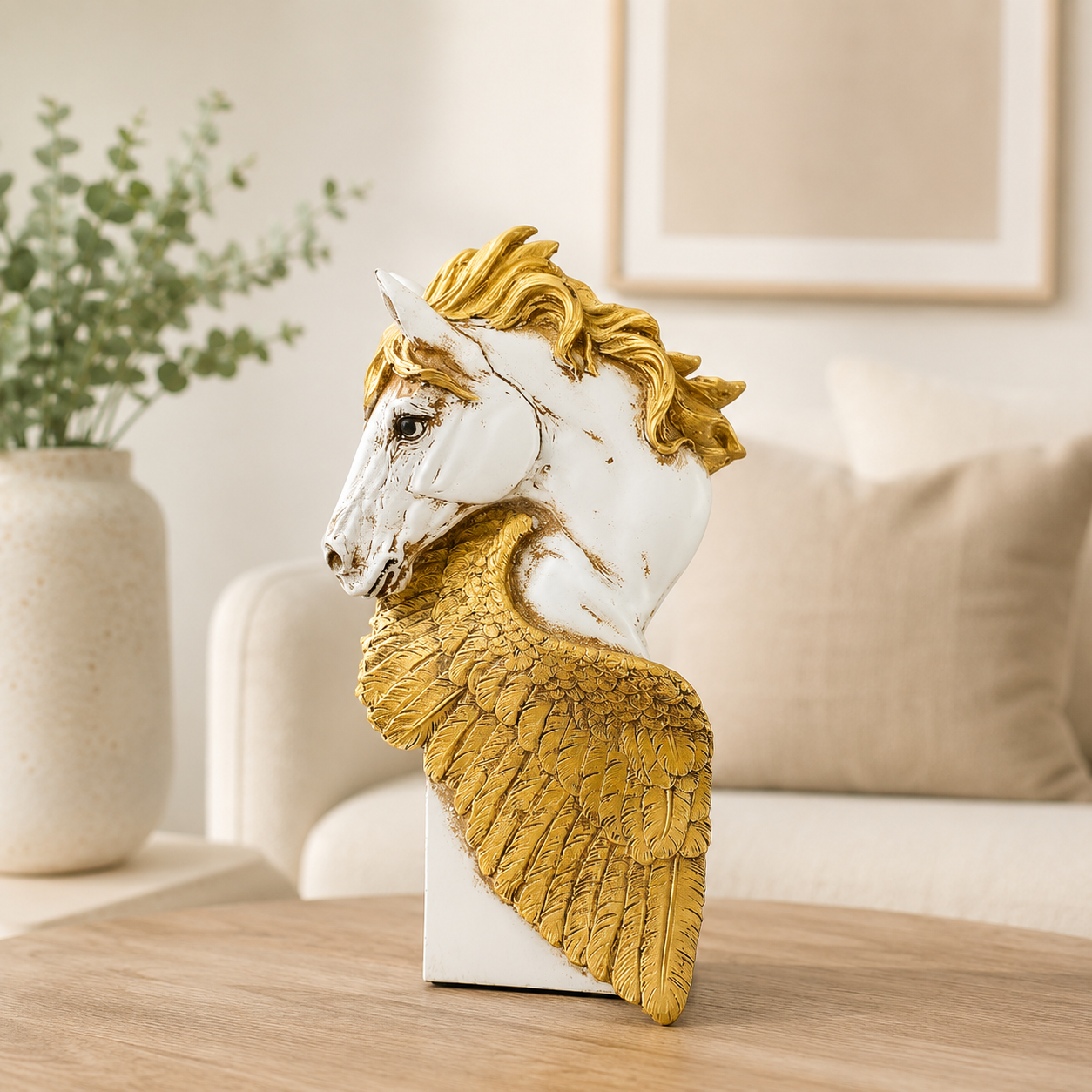 Feathered Horse Head Figurine