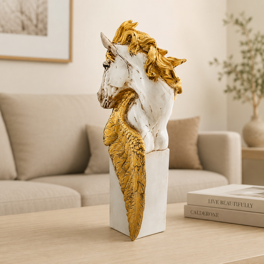 Feathered Horse Head Figurine