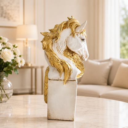Feathered Horse Head Figurine