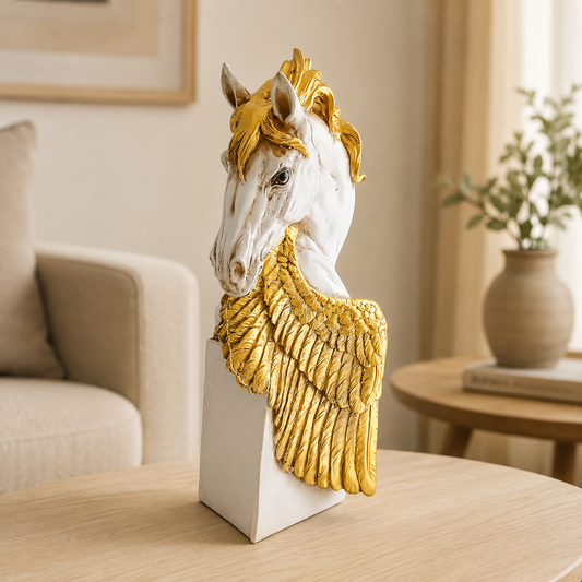 Feathered Horse Head Figurine