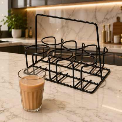 Indian Cutting Chai Glass with Iron Chikka Stand