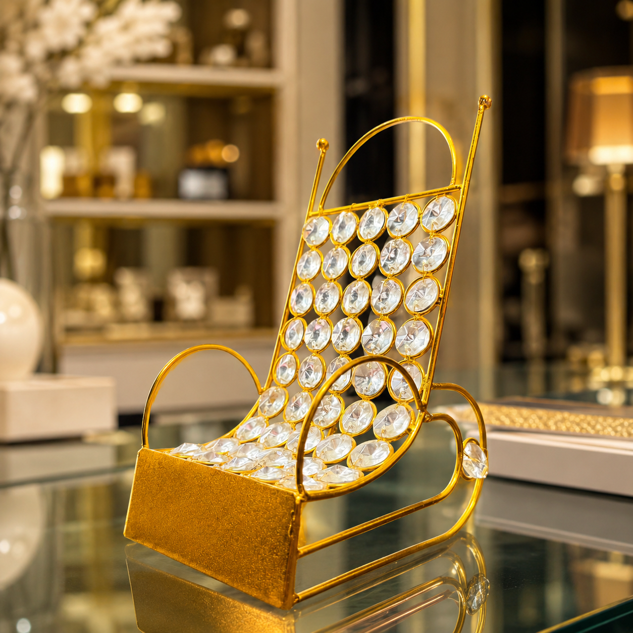 Crystal Brass Mobile Stand
