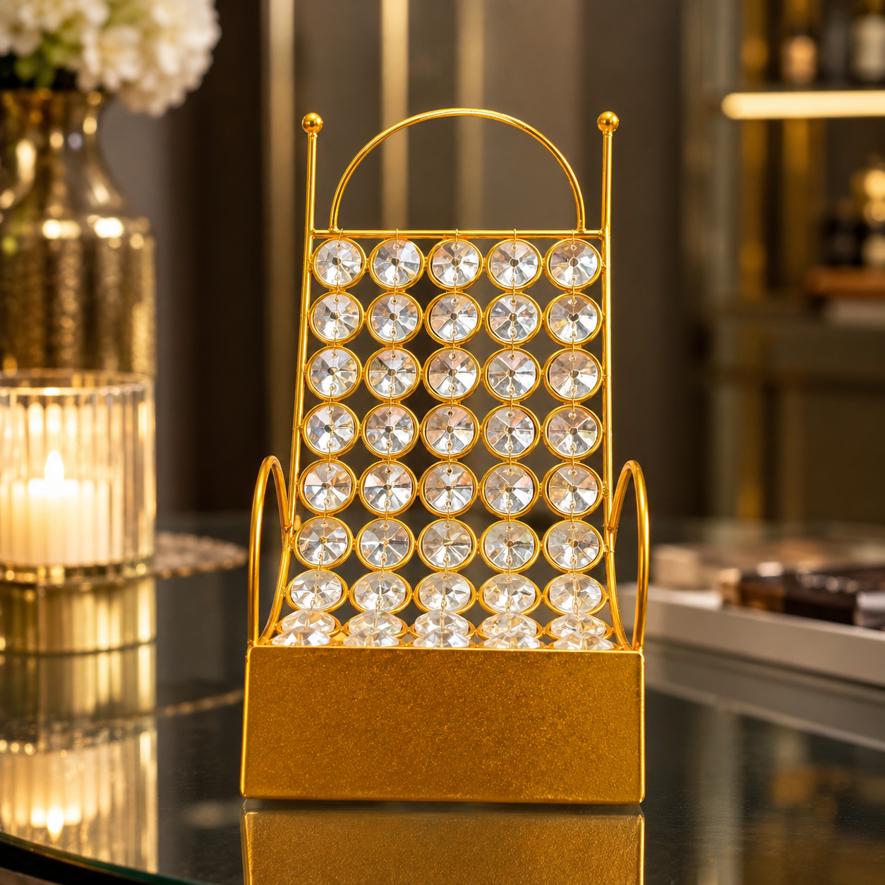 Crystal Brass Mobile Stand