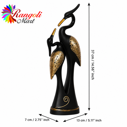Black Kissing Swan Couple Showpiece