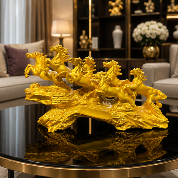 Elegant 7 Horses Sculpture