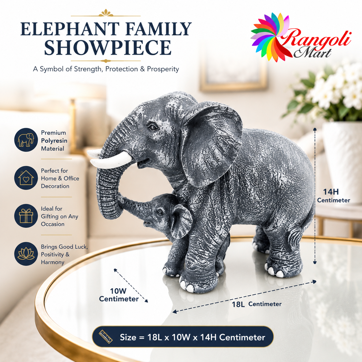 Mother Elephant with Baby Figurine