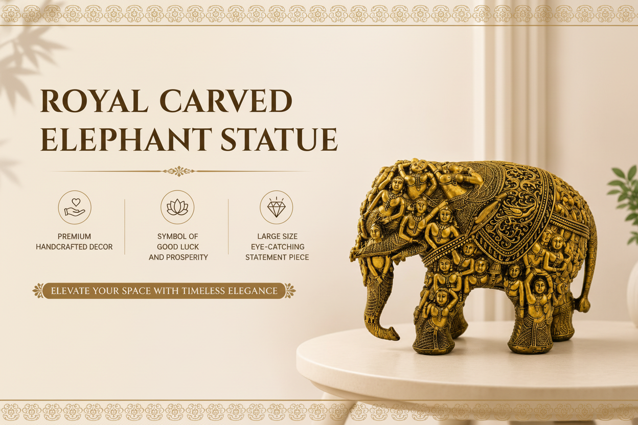 Royal Carved Elephant Statue Carousel Banner