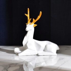 Abstract Art Deer 2 pc Set Showpiece - White