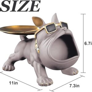 Bulldog Storage Butler Sculpture - Grey