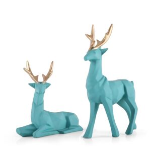 Abstract Art Deer 2 pc Set Showpiece - Blue