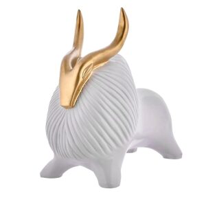 White Horned Yak Table Accent