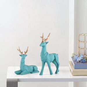 Abstract Art Deer 2 pc Set Showpiece - Blue