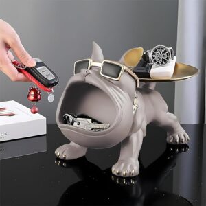 Bulldog Storage Butler Sculpture - Grey