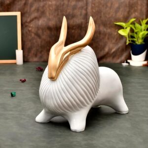 White Horned Yak Table Accent