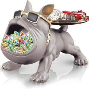 Bulldog Storage Butler Sculpture - Grey