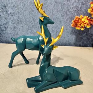 Abstract Art Deer 2 pc Set Showpiece - Green