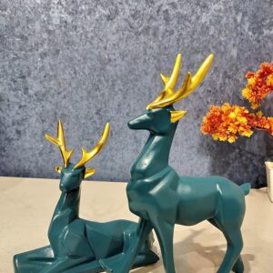 Abstract Art Deer 2 pc Set Showpiece - Green
