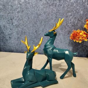 Abstract Art Deer 2 pc Set Showpiece - Green