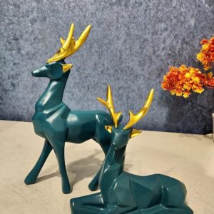 Abstract Art Deer 2 pc Set Showpiece - Green