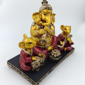Ganesha Idol with Two Mouse Figurines
