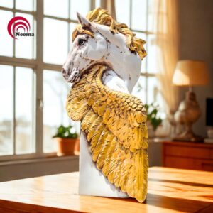 Horse Feathered Head Figurine