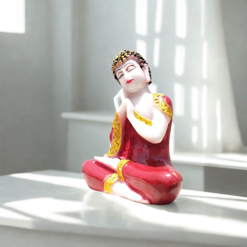 Thai Sitting Buddha Marble - Red