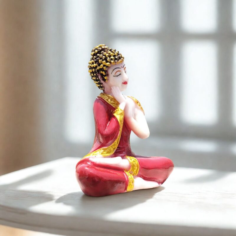 Thai Sitting Buddha Marble - Red