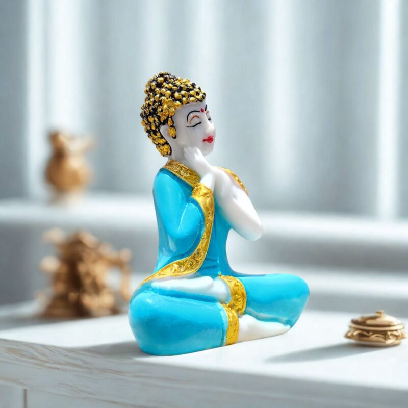Thai Sitting Buddha Marble - Blue