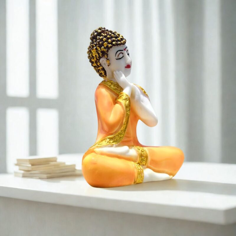 Thai Sitting Buddha Marble - Orange