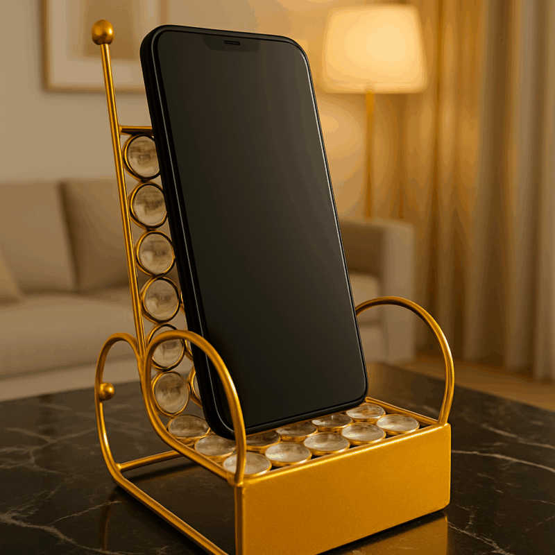 Brass Mobile Stand with Crystal Stone